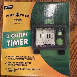 Green and Black Digital Water 2-‎ Outlet Timer NEW